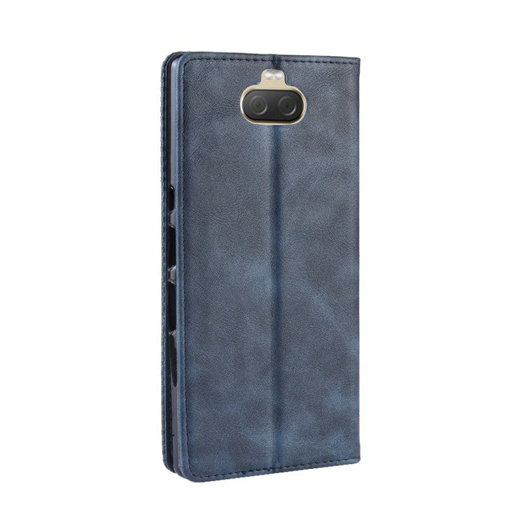 Vintage Style Leather Wallet Case for Sony Xperia 10 - Blue