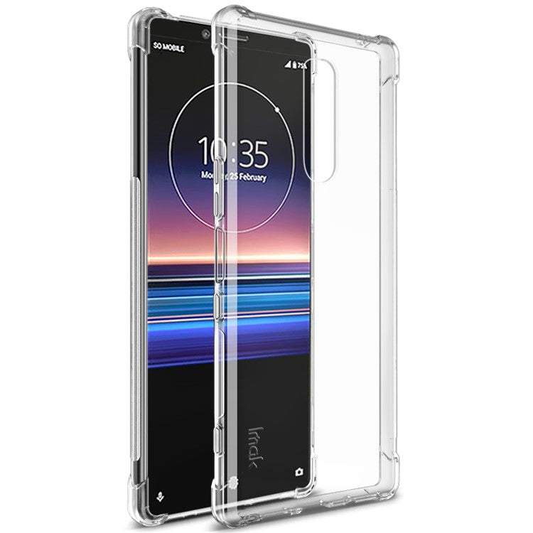 IMAK Skin Feel Anti-drop TPU Phone Case + Explosion-proof Screen Film for Sony Xperia 1 - Transparent