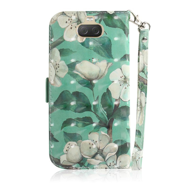 Light Spot Decor Pattern Printing PU Leather Stand Flip Cover for Sony Xperia 10 Plus - Pretty Flowers