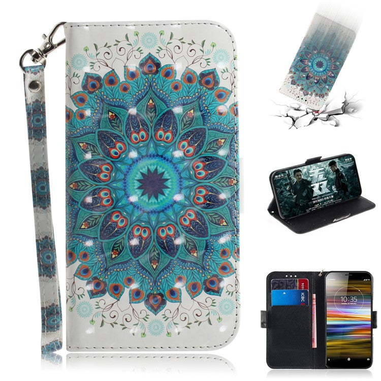 Pattern Printing / Light Spot Decor / Leather Wallet Case for Sony Xperia L3 - Mandala Flower