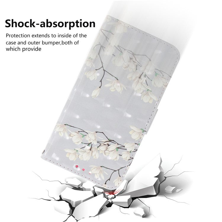 Pattern Printing / Light Spot Decor / Leather Wallet Case for Sony Xperia L3 - White Flower