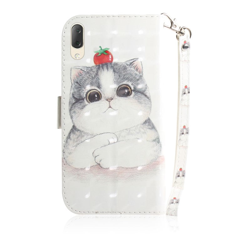 Pattern Printing / Light Spot Decor / Leather Wallet Case for Sony Xperia L3 - Lovely White Cat