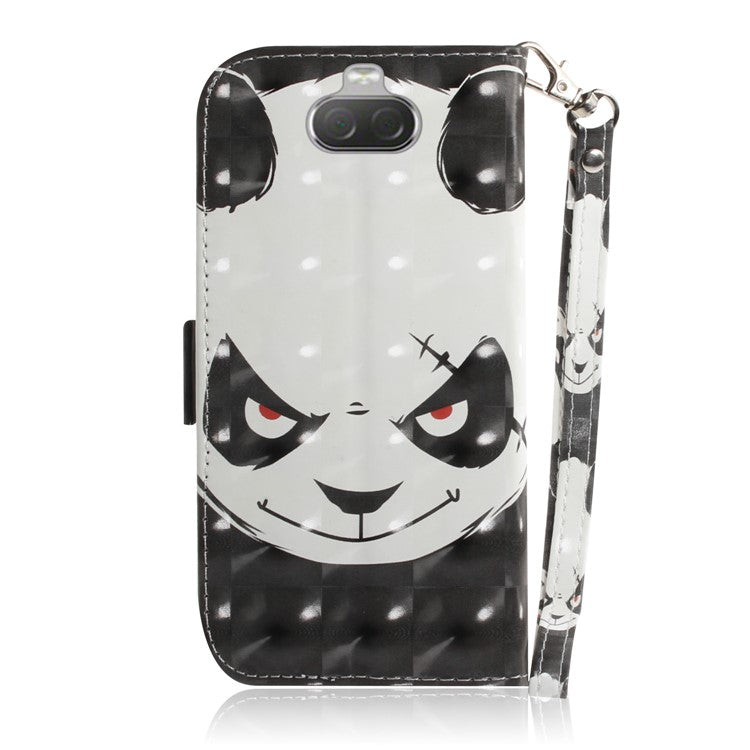 Pattern Printing PU Leather Wallet Cover with Stand for Sony Xperia 10 - Angry Panda
