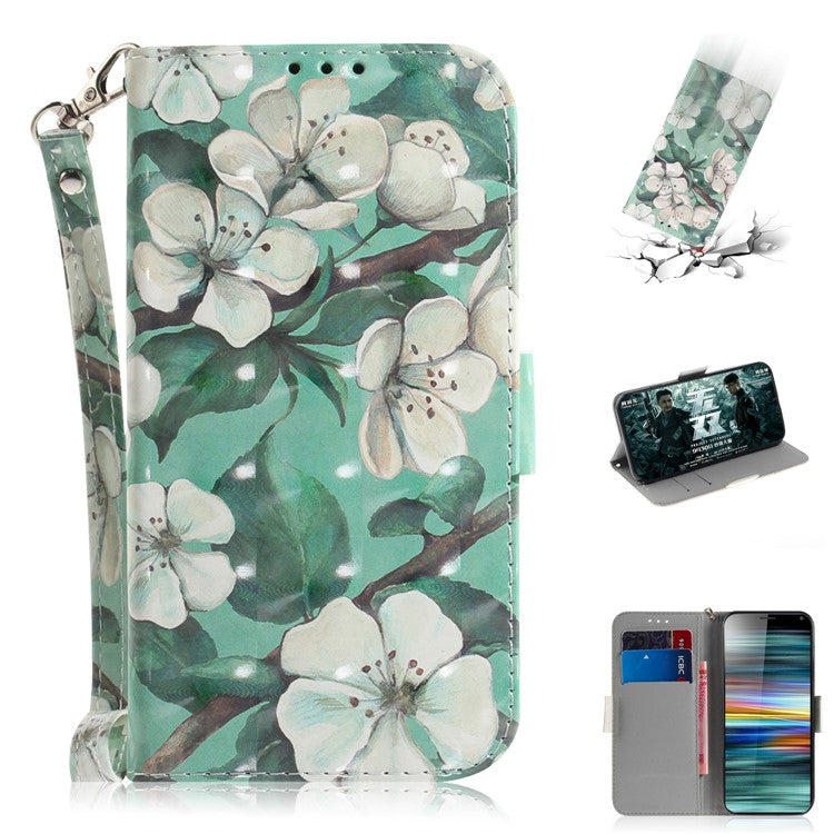 Pattern Printing PU Leather Wallet Cover with Stand for Sony Xperia 10 - Pretty Flowers
