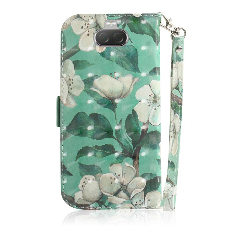 Pattern Printing PU Leather Wallet Cover with Stand for Sony Xperia 10 - Pretty Flowers