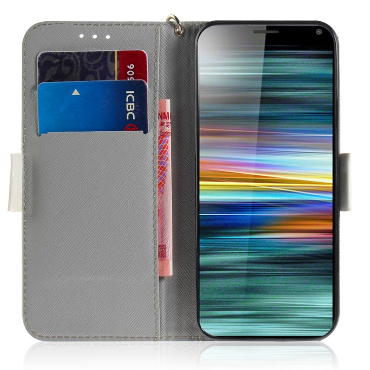 Pattern Printing PU Leather Wallet Cover with Stand for Sony Xperia 10 - Pretty Flowers