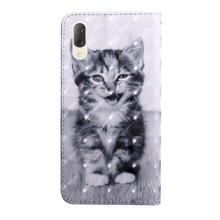 Light Spot Decor Patterned Wallet Leather Stand Case for Sony Xperia L3 - Lovely Cat