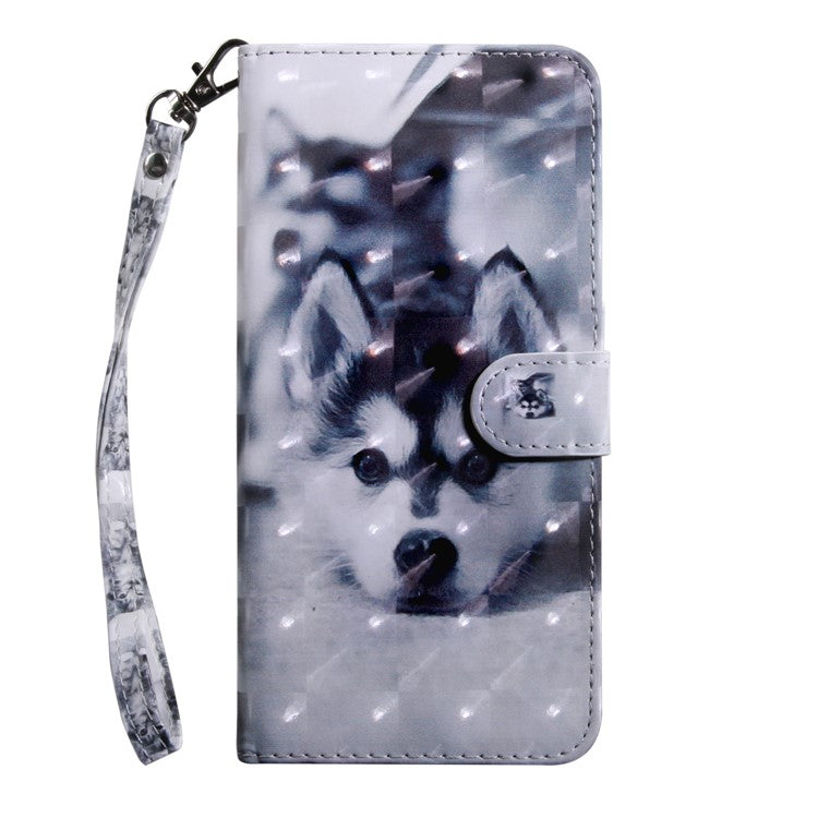 Light Spot Decor Patterned Wallet Leather Stand Case for Sony Xperia L3 - Black and White Wolf