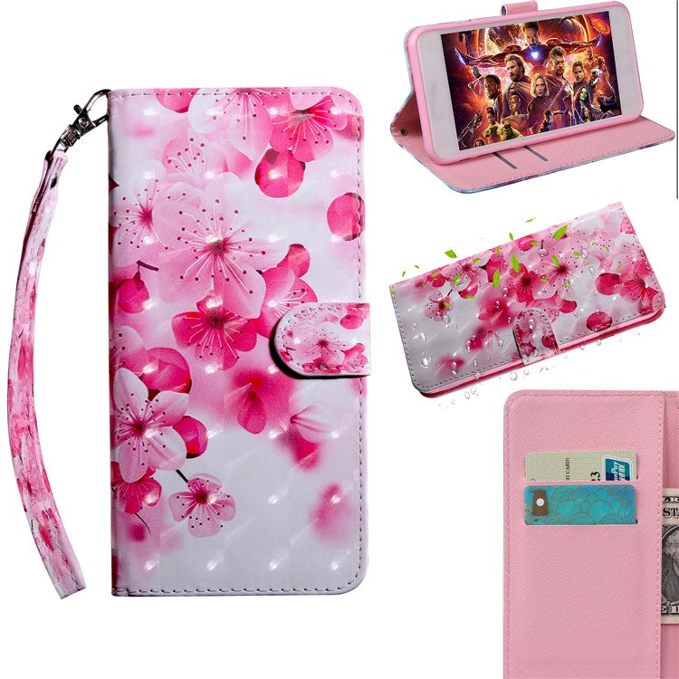 Light Spot Decor Patterned Wallet Leather Stand Case for Sony Xperia L3 - Peach Blossom