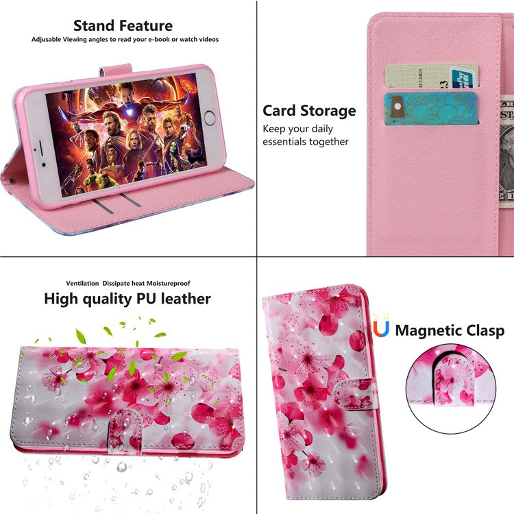 Light Spot Decor Patterned Wallet Leather Stand Case for Sony Xperia L3 - Peach Blossom