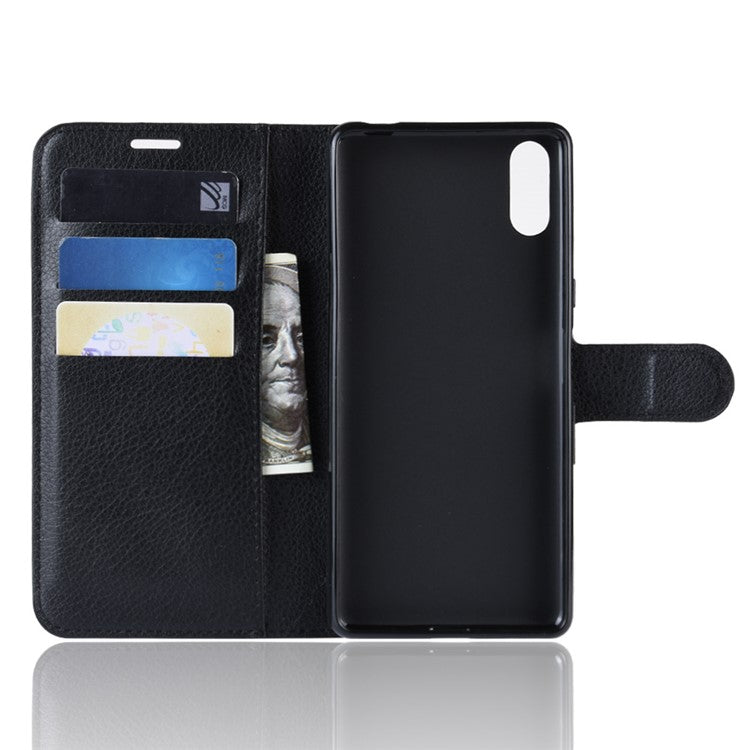 For Sony Xperia L3 Litchi Skin PU Leather Wallet Protection Case - Black
