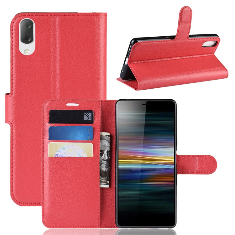 For Sony Xperia L3 Litchi Skin PU Leather Wallet Protection Case - Red