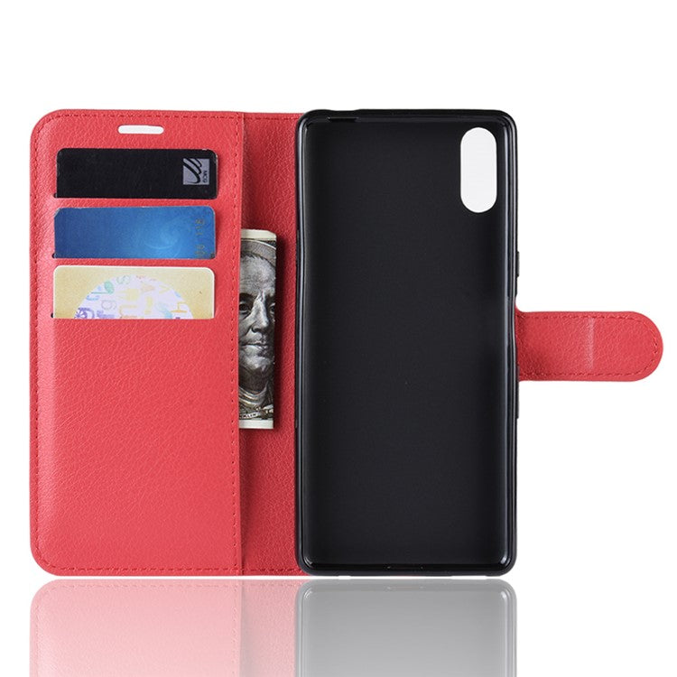 For Sony Xperia L3 Litchi Skin PU Leather Wallet Protection Case - Red