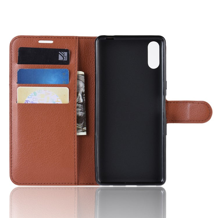 For Sony Xperia L3 Litchi Skin PU Leather Wallet Protection Case - Brown