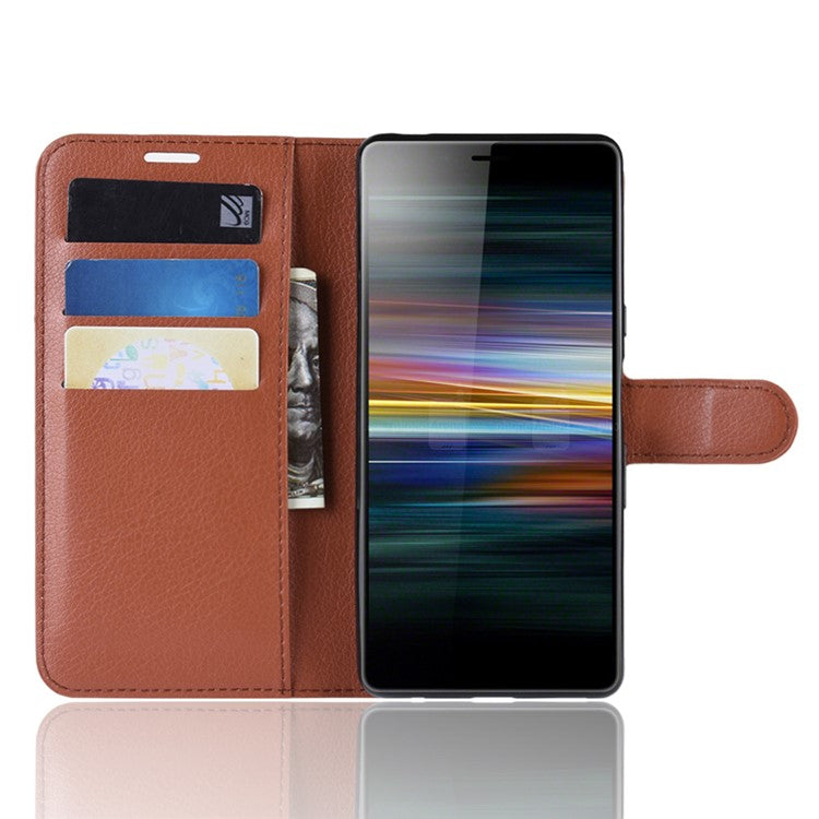 For Sony Xperia L3 Litchi Skin PU Leather Wallet Protection Case - Brown