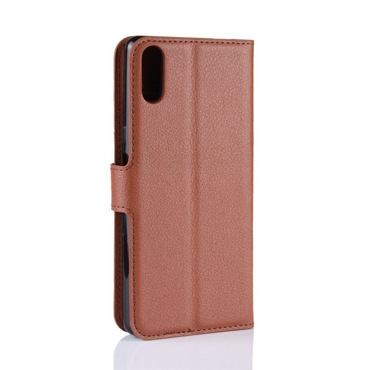 For Sony Xperia L3 Litchi Skin PU Leather Wallet Protection Case - Brown