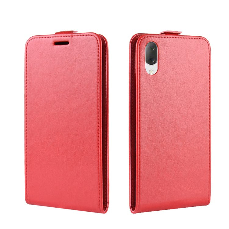 Crazy Horse Vertical Leather Card Holder Case for Sony Xperia L3 - Red