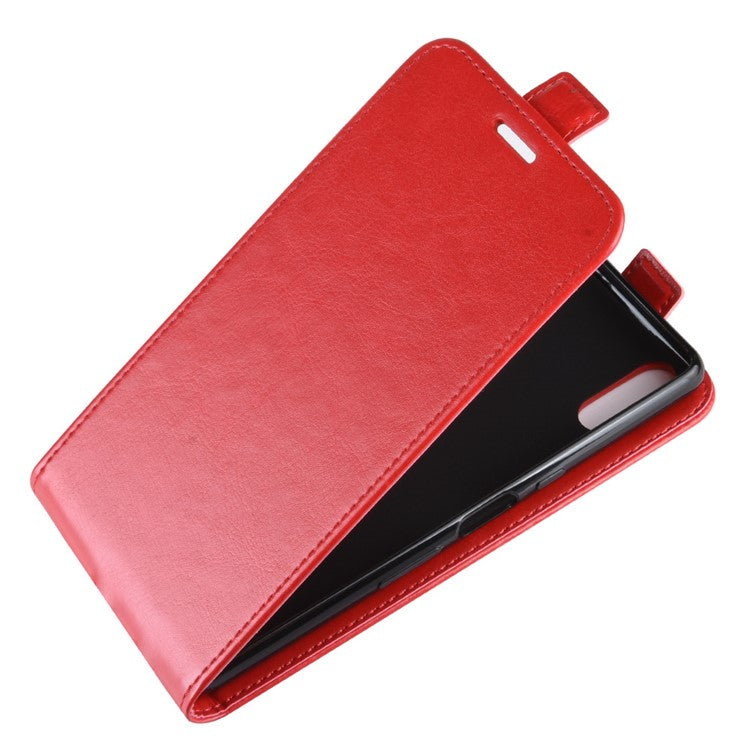 Crazy Horse Vertical Leather Card Holder Case for Sony Xperia L3 - Red