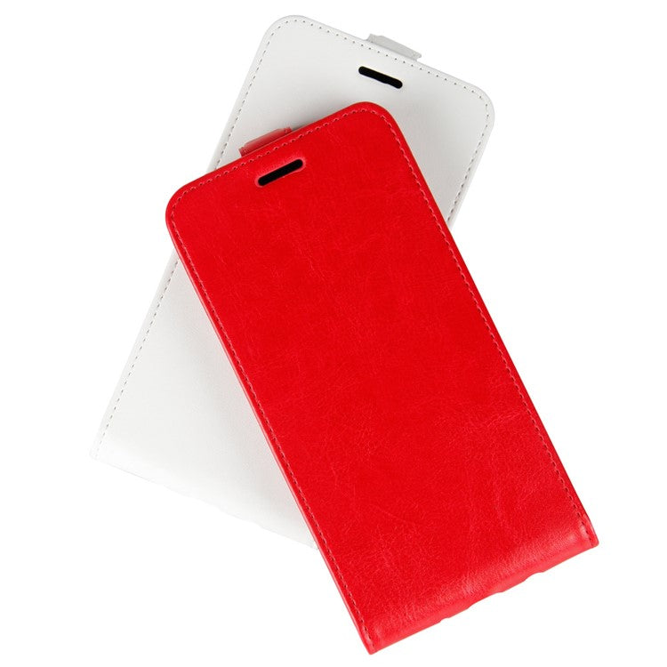 Crazy Horse Vertical Leather Card Holder Case for Sony Xperia L3 - Red