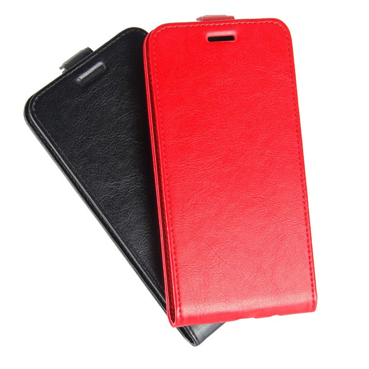 Crazy Horse Vertical Leather Card Holder Case for Sony Xperia L3 - Red