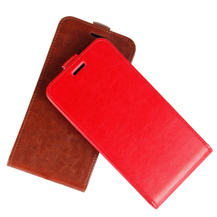 Crazy Horse Vertical Leather Card Holder Case for Sony Xperia L3 - Red