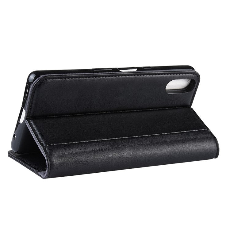 Split Leather Wallet Stand Mobile Phone Cover Shell for Sony Xperia L3 - Black