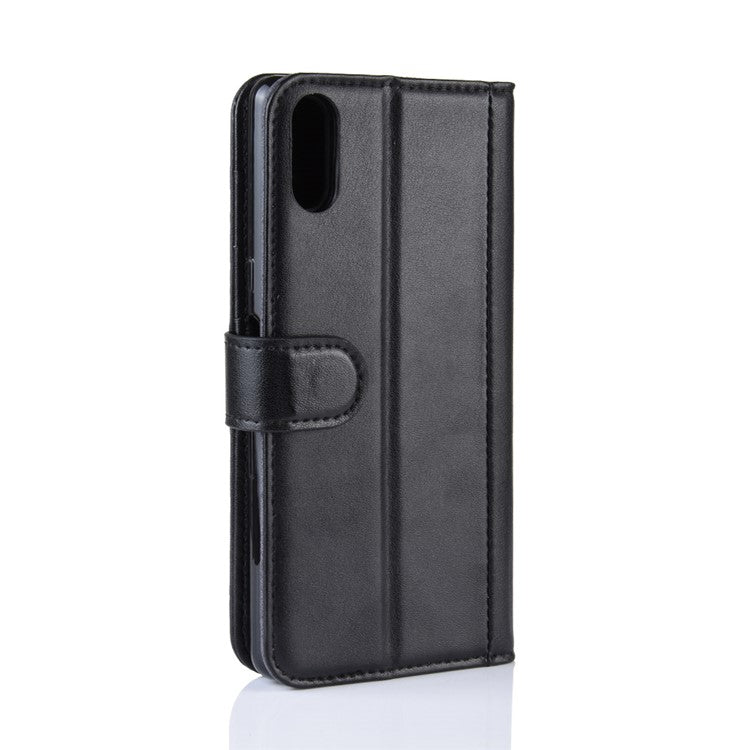 Split Leather Wallet Stand Mobile Phone Cover Shell for Sony Xperia L3 - Black