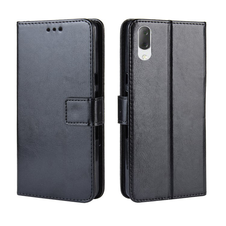 Crazy Horse Leather Stand Wallet Case for Sony Xperia L3 - Black