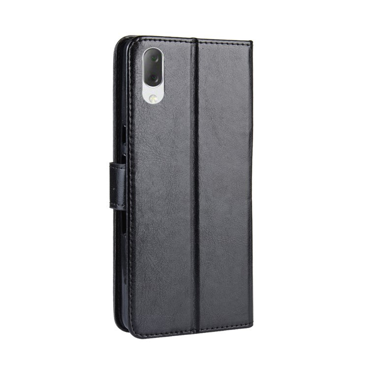 Crazy Horse Leather Stand Wallet Case for Sony Xperia L3 - Black