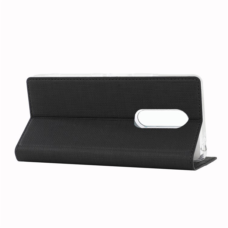 VILI DMX Cross Texture Stand Leather Phone Case for Sony Xperia 1 - Black