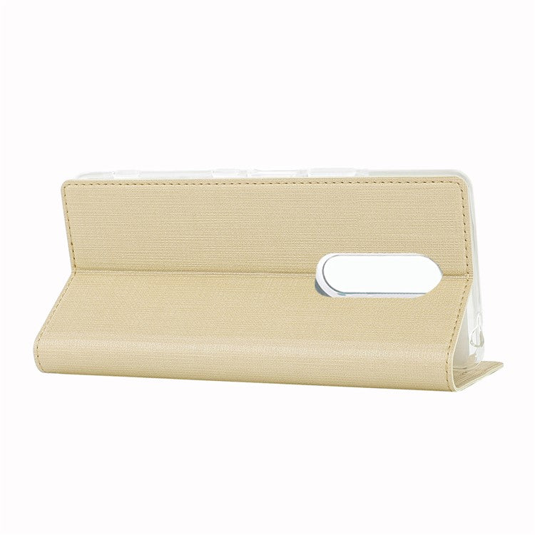 VILI DMX Cross Texture Stand Leather Phone Case for Sony Xperia 1 - Gold