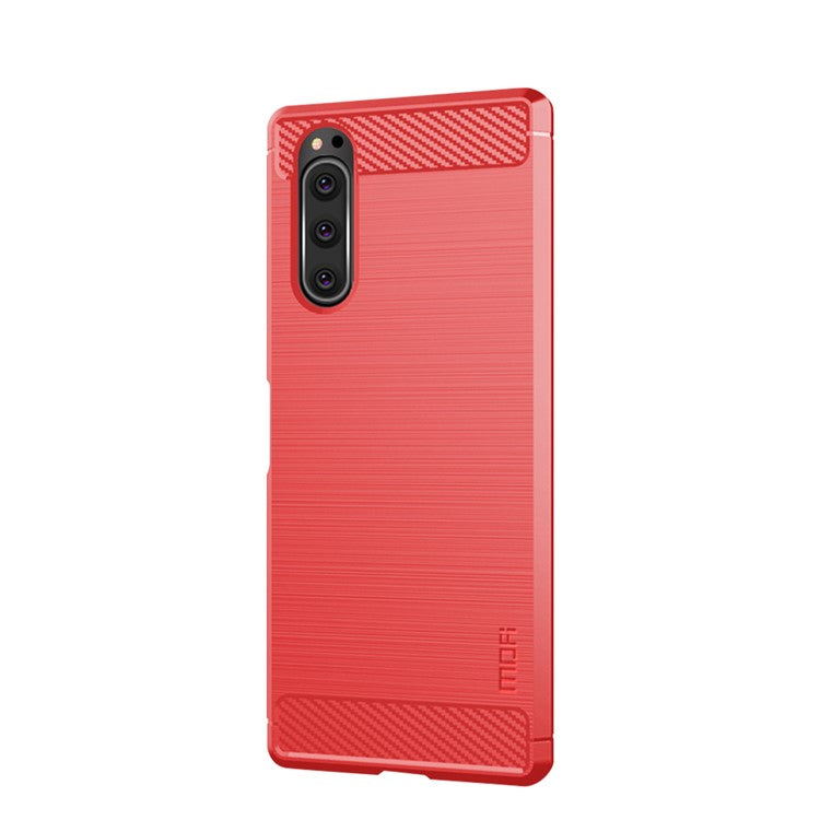 MOFI Carbon Fiber Texture Brushed TPU Phone Shell for Sony Xperia 5 - Red