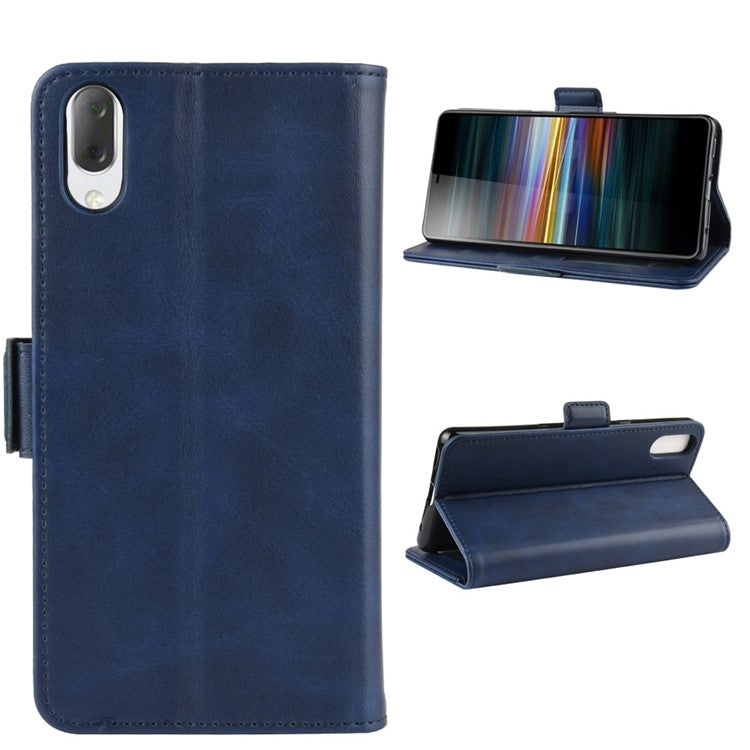 Magnet Adsorption PU Leather Wallet Phone Case for Sony Xperia L3 - Blue