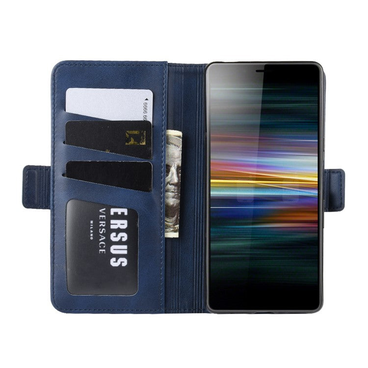 Magnet Adsorption PU Leather Wallet Phone Case for Sony Xperia L3 - Blue