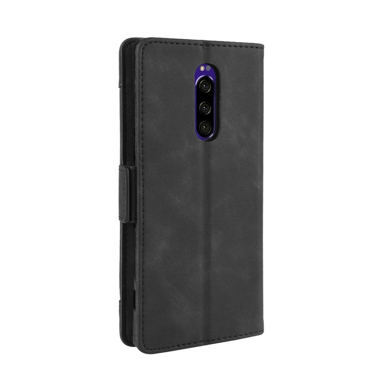 Wallet Stand Leather Protective Phone Case for Sony Xperia 1 - Black