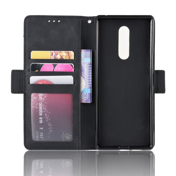 Wallet Stand Leather Protective Phone Case for Sony Xperia 1 - Black