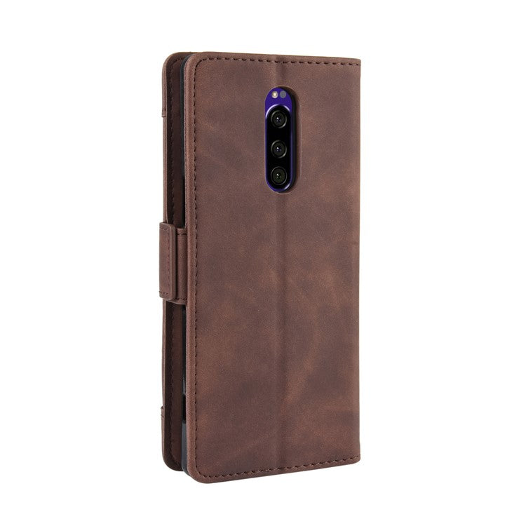 Wallet Stand Leather Protective Phone Case for Sony Xperia 1 - Coffee