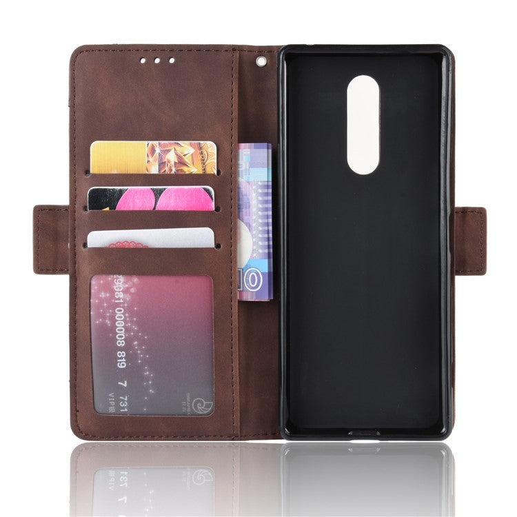 Wallet Stand Leather Protective Phone Case for Sony Xperia 1 - Coffee