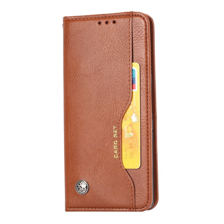 PU Leather Auto-absorbed Cell Phone Casing Shell for Sony Xperia 5 - Brown