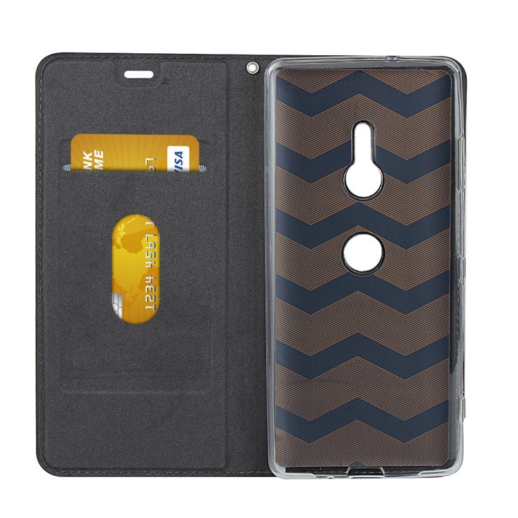 TPU+PU Leather Casing with Lanyard for Sony Xperia XZ3 - Black