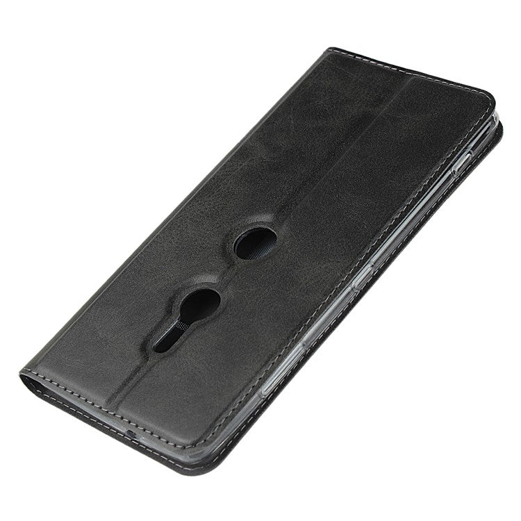 TPU+PU Leather Casing with Lanyard for Sony Xperia XZ3 - Black