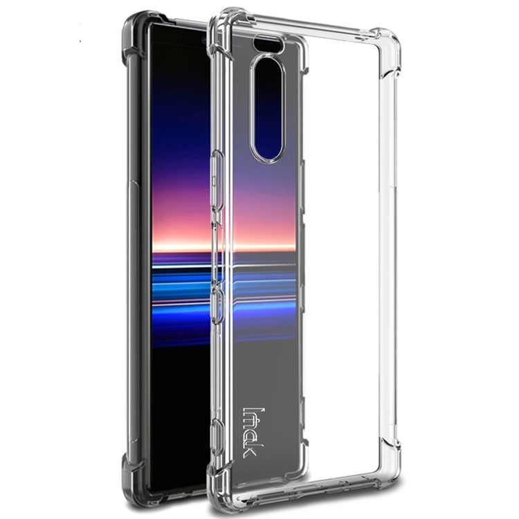 IMAK Silky Anti-drop TPU Soft Case + Explosion-proof Screen Film for Sony Xperia 5 - Transparent