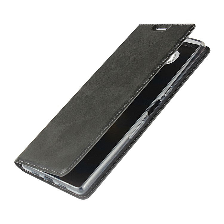 Leather Card Holder Case with Stand for Sony Xperia 10 Plus - Black