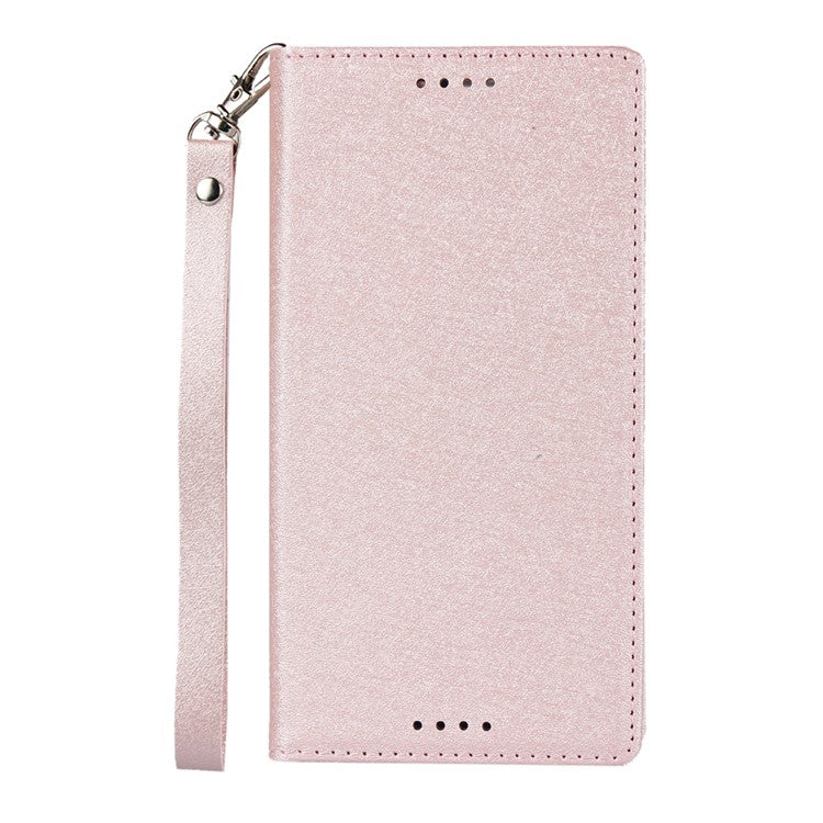 Silk Skin Wallet Stand Leather Protective Phone Case for Sony Xperia XZ1 - Rose Gold