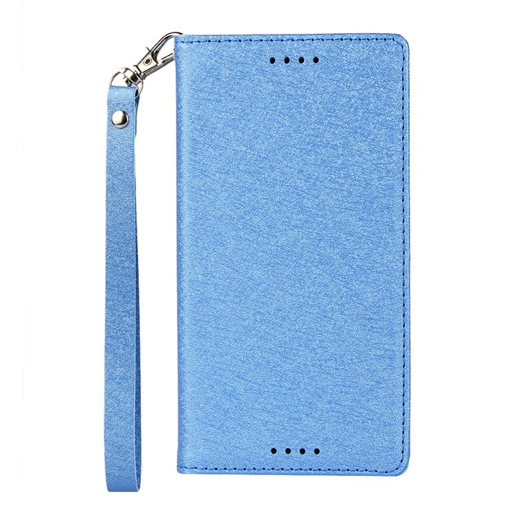 Silk Texture Wallet Stand Mobile Phone Leather Case Cover for Sony Xperia XZ1 Compact - Blue