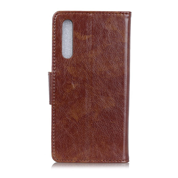 Nappa Texture Split Leather Wallet Case for Sony Xperia 10 II - Brown