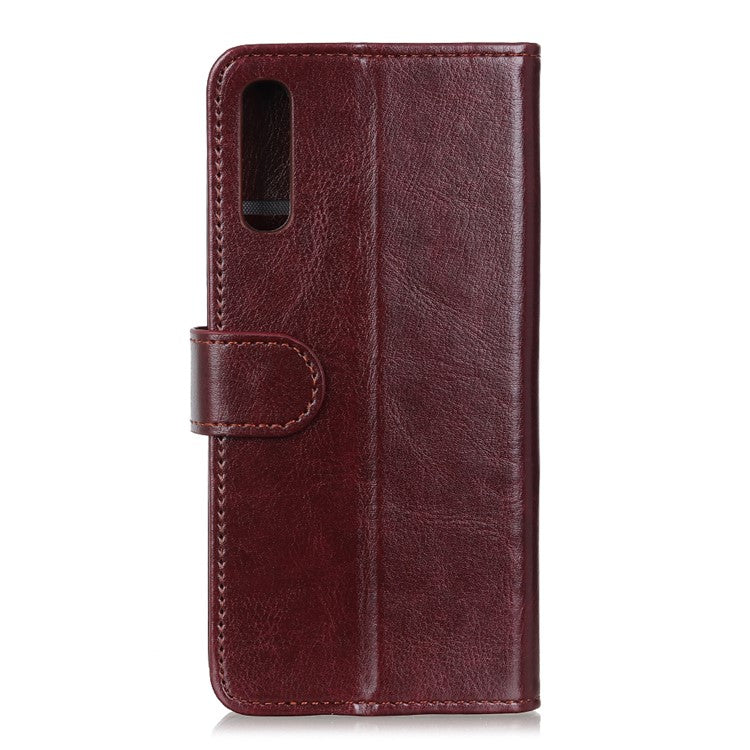 Crazy Horse Leather Mobile Phone Case for Sony Xperia 10 II, Wallet Flip Fold Protective Cover with Stand - Brown