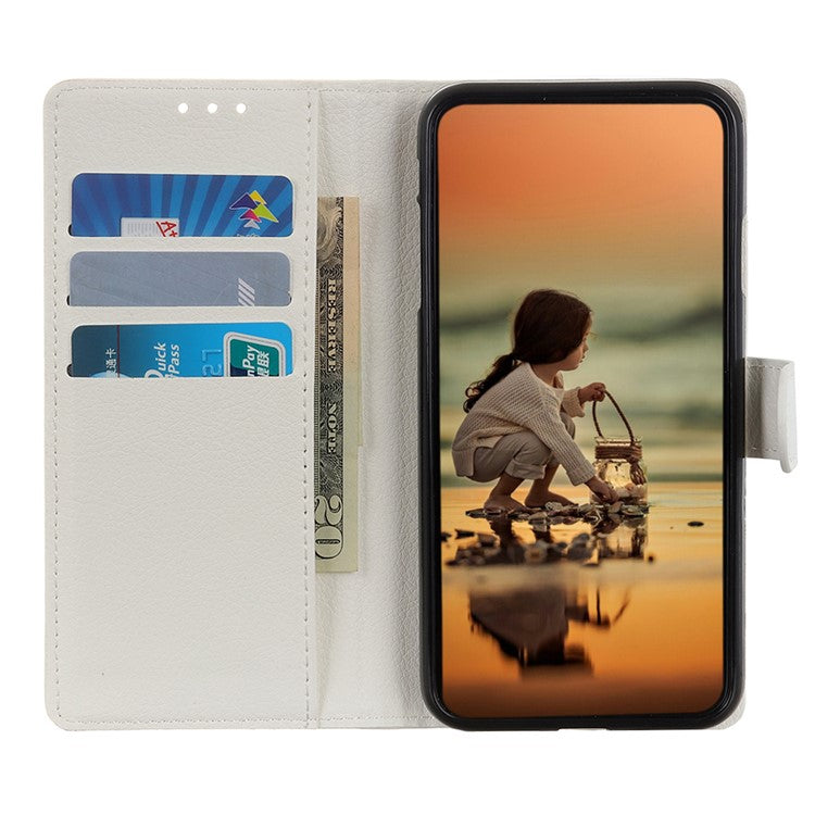 For Sony Xperia 10 II Phone Wallet Case Litchi Texture Leather Shockproof Phone Protector with Card Slots - White