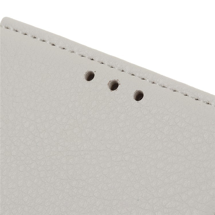 For Sony Xperia 10 II Phone Wallet Case Litchi Texture Leather Shockproof Phone Protector with Card Slots - White