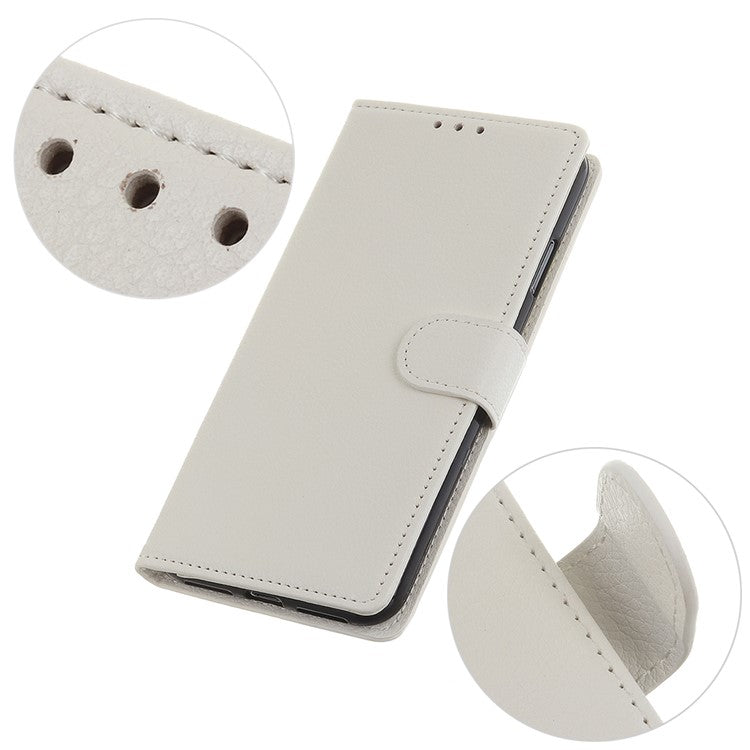 For Sony Xperia 10 II Phone Wallet Case Litchi Texture Leather Shockproof Phone Protector with Card Slots - White
